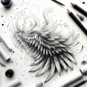 protection-symbol-wings-tattoo – tattoo design ideas free ai generated – neotraditional-subtle-tone – for-hip – Gallery: wings-inkby-ai