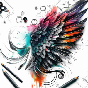 protection-symbol-wings-tattoo – tattoo design ideas free ai generated – neotraditional-vivid-detail – for-lower-leg – Gallery: wings-inkby-ai