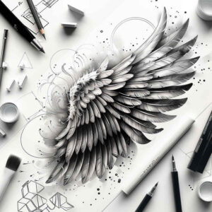 protection-symbol-wings-tattoo – tattoo design ideas free ai generated – realism-realistic-structure – for-elbow – Gallery: wings-inkby-ai