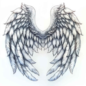 protection-symbol-wings-tattoo – tattoo design ideas free ai generated – surrealism-blurred-edges – for-scapula – Gallery: wings-inkby-ai