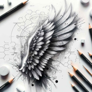 protection-symbol-wings-tattoo – tattoo design ideas free ai generated – surrealism-chromatic-aberration – for-collarbone – Gallery: wings-inkby-ai