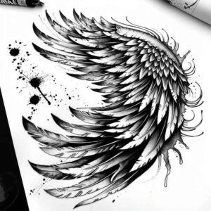 realistic-wings-tattoo – tattoo design ideas free ai generated – realism-refined-lines – for-thigh – Gallery: wings-inkby-ai