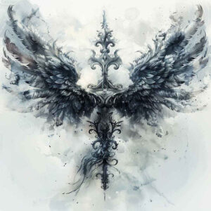 shaded-wings-tattoo – tattoo design ideas free ai generated – realism-digital-realism – for-back-of-neck – Gallery: wings-inkby-ai