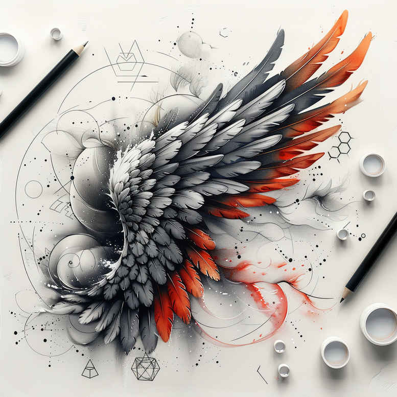 shaded-wings-tattoo – tattoo design ideas free ai generated – realism-full-detail – for-toe – Gallery: wings-inkby-ai
