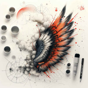 shaded-wings-tattoo – tattoo design ideas free ai generated – realism-perfect-proportions – for-back-of-neck – Gallery: wings-inkby-ai