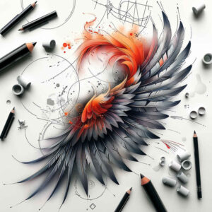 shaded-wings-tattoo – tattoo design ideas free ai generated – surrealism-fantastical-elements – for-lower-back – Gallery: wings-inkby-ai
