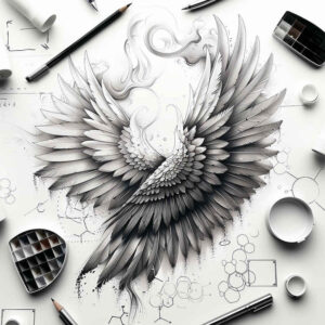 shadow-and-light-wings-tattoo – tattoo design ideas free ai generated – neotraditional-bold-color – for-upper-arm – Gallery: wings-inkby-ai