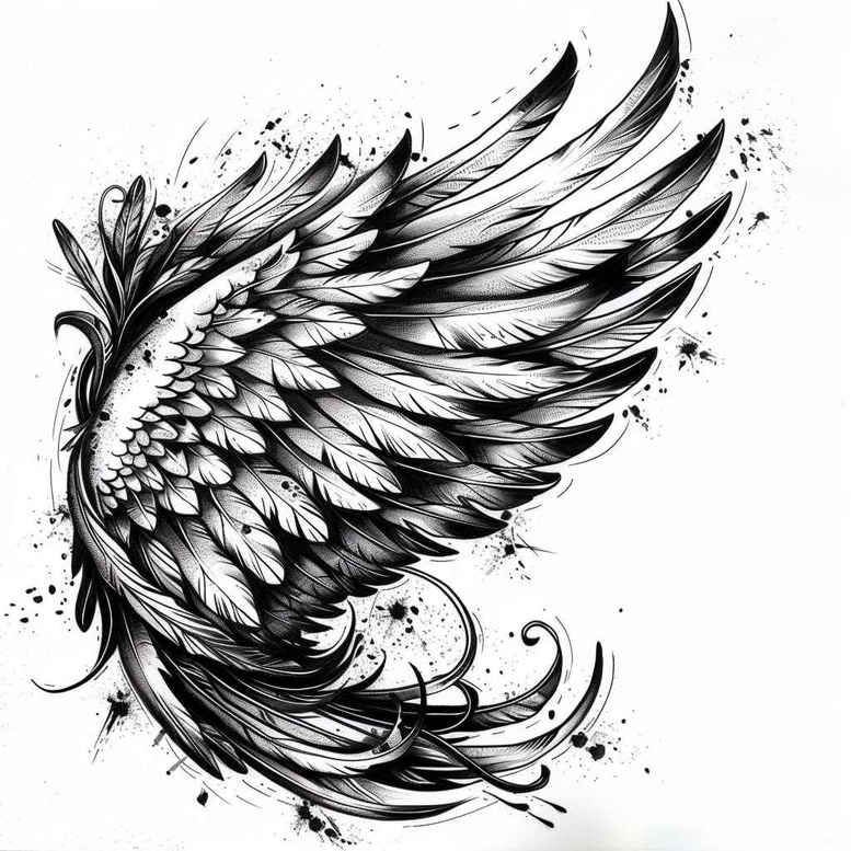 shadow-and-light-wings-tattoo – tattoo design ideas free ai generated – neotraditional-layered-fill – for-upper-arm – Gallery: wings-inkby-ai