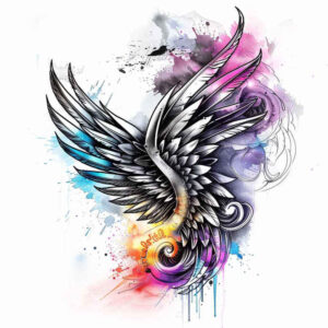 shadow-and-light-wings-tattoo – tattoo design ideas free ai generated – neotraditional-rich-shading – for-neck – Gallery: wings-inkby-ai