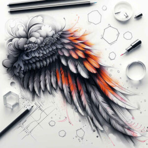 shadow-and-light-wings-tattoo – tattoo design ideas free ai generated – surrealism-bizarre – for-knee – Gallery: wings-inkby-ai