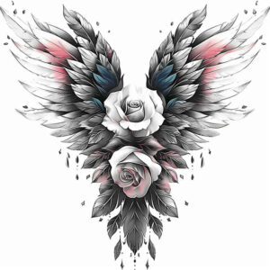 spirituality-symbol-wings-tattoo – tattoo design ideas free ai generated – neotraditional-bold-texture – for-upper-back – Gallery: wings-inkby-ai