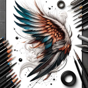 spirituality-symbol-wings-tattoo – tattoo design ideas free ai generated – neotraditional-clean-lines – for-ankle – Gallery: wings-inkby-ai