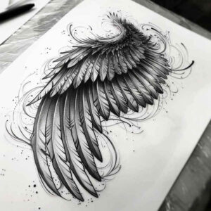 spirituality-symbol-wings-tattoo – tattoo design ideas free ai generated – realism-realistic-contrast – for-back-shoulder – Gallery: wings-inkby-ai