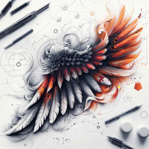 spirituality-symbol-wings-tattoo – tattoo design ideas free ai generated – realism-smooth-blackwork – for-shin – Gallery: wings-inkby-ai