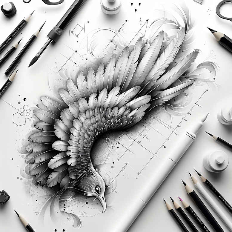 strength-symbol-wings-tattoo-for-men – tattoo design ideas free ai generated – realism-natural-finish – for-forearm – Gallery: wings-inkby-ai