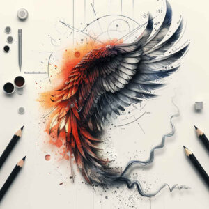 strength-symbol-wings-tattoo-for-men – tattoo design ideas free ai generated – surrealism-unconscious-imagery – for-temple – Gallery: wings-inkby-ai