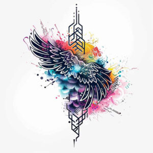 symbolic-wings-tattoo – tattoo design ideas free ai generated – realism-contour-shading – for-spine – Gallery: wings-inkby-ai