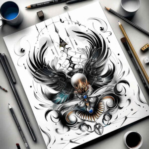 symbolic-wings-tattoo – tattoo design ideas free ai generated – realism-photographic-quality – for-full-back – Gallery: wings-inkby-ai