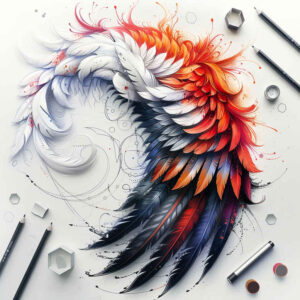 wings tattoo design ideas Realism ultra detailed airborne motion for fingers