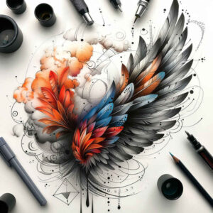 wings tattoo design ideas contrasting colors airy elegance for elbow