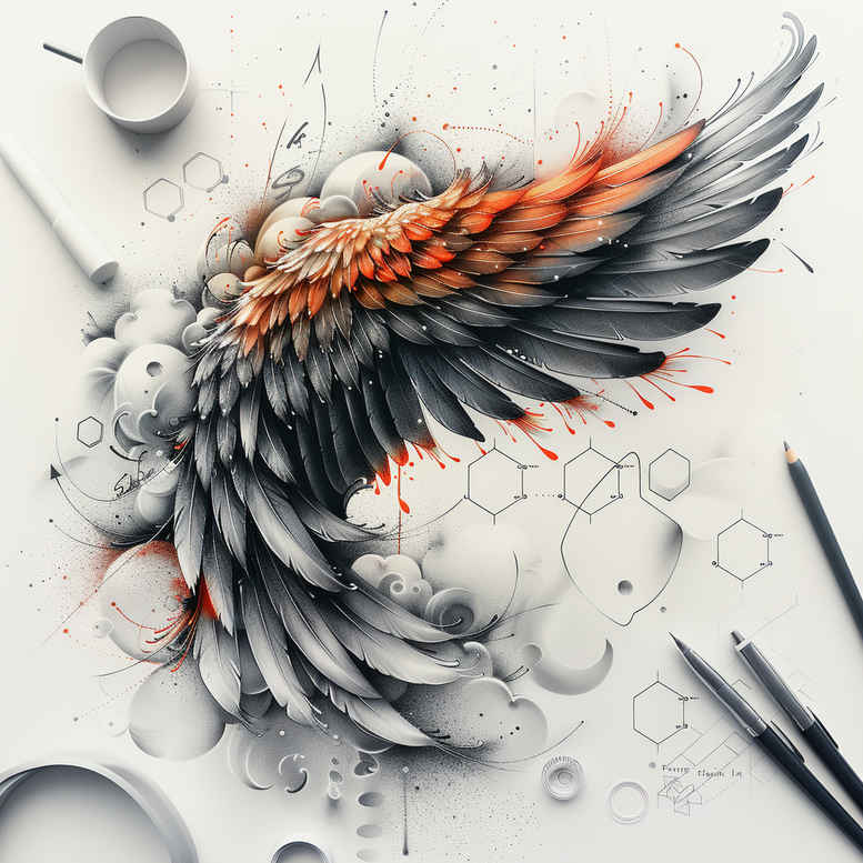 wings tattoo design ideas Realism realistic wrinkles celestial arc embodying courage