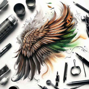 wings tattoo design ideas Surrealism ghostly shapes divine float symbol of strength