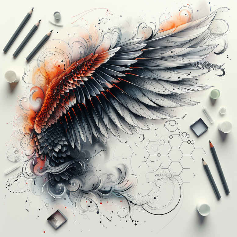 wings tattoo design ideas Surrealism ethereal divine float symbolising perseverance