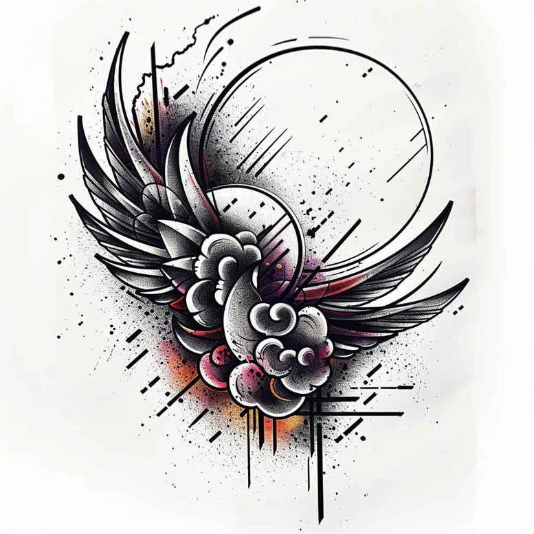wings tattoo design ideas Surrealism visionary divine plume for knee