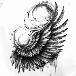 wings tattoo design ideas Realism micro detail divine plume represents courage