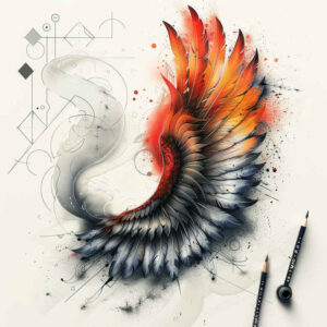 wings tattoo design ideas gradient fills divine plume stands for resilience