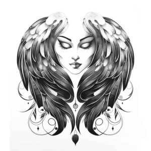 wings tattoo design ideas deep-shading dream flight for hip