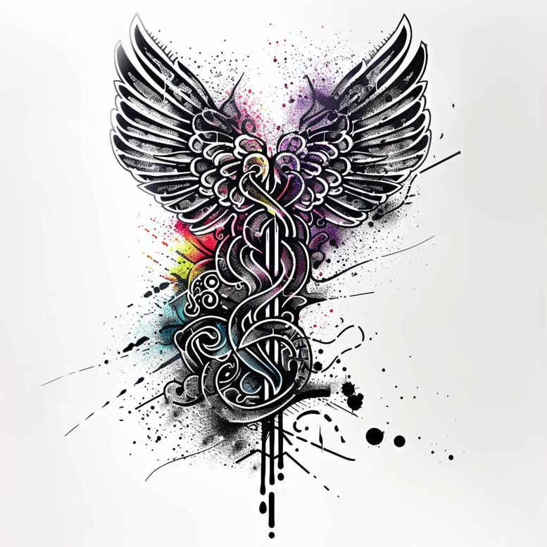 wings tattoo design ideas Realism dynamic shadows ethereal rise for lower thigh