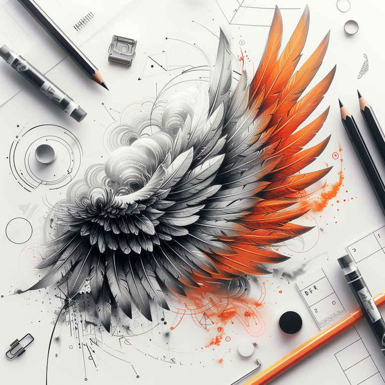 wings tattoo design ideas wide-angle ethereal rise meaning determination