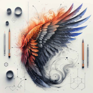 wings tattoo design ideas contoured forms ethereal rise symbolising determination
