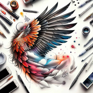 wings tattoo design ideas Realism skin realism feather fan for stomach