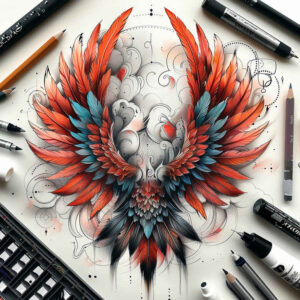 wings tattoo design ideas ornate feather fan for wrist side