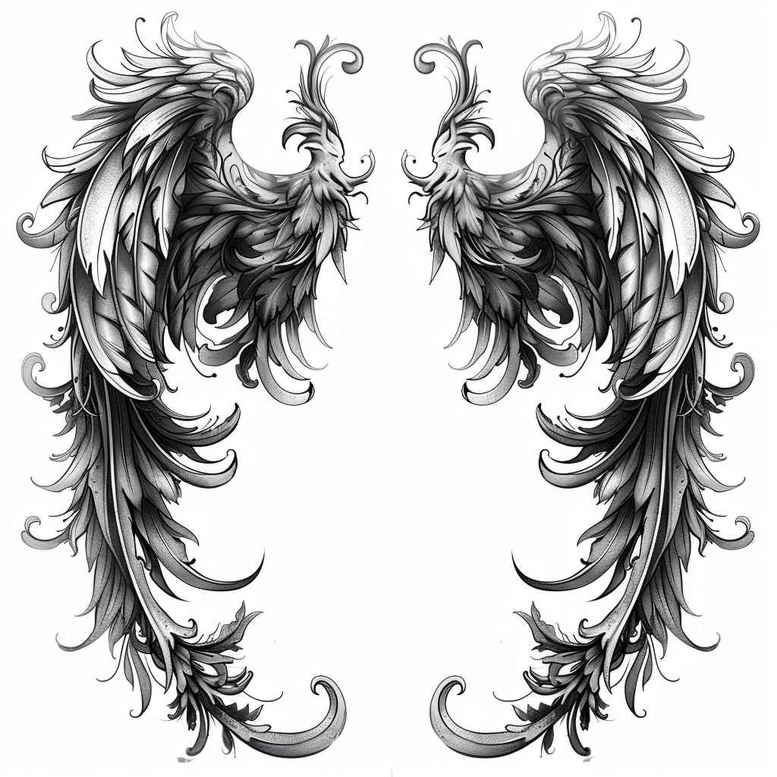 wings tattoo design ideas Surrealism ethereal feathered flow for thigh