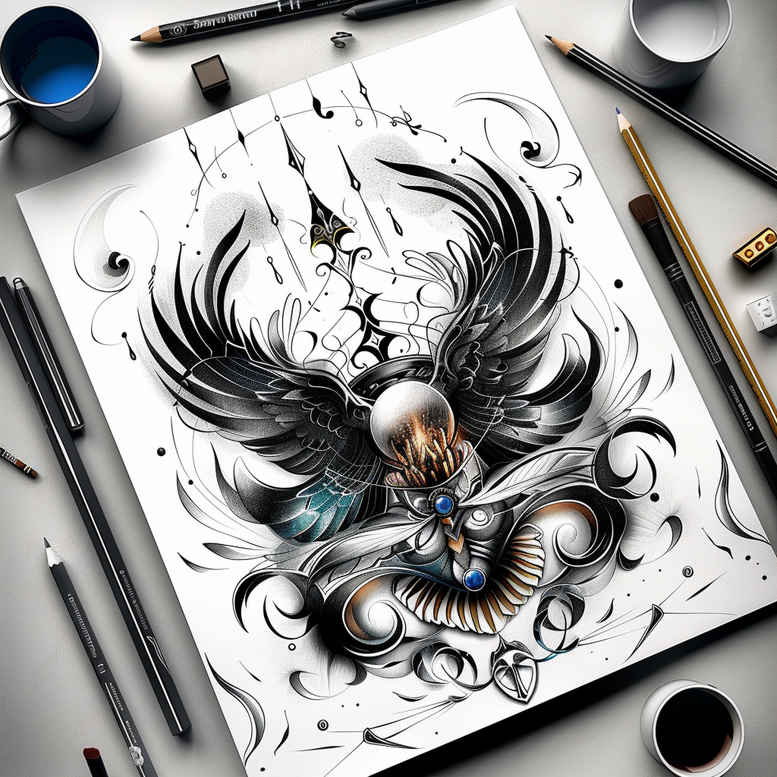 wings tattoo design ideas clean contrast feathered flow for thigh