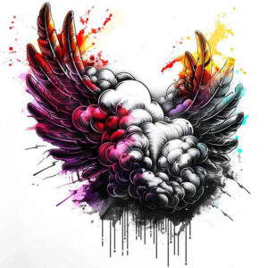 wings tattoo design ideas Realism reflective light flight symbol shows strength