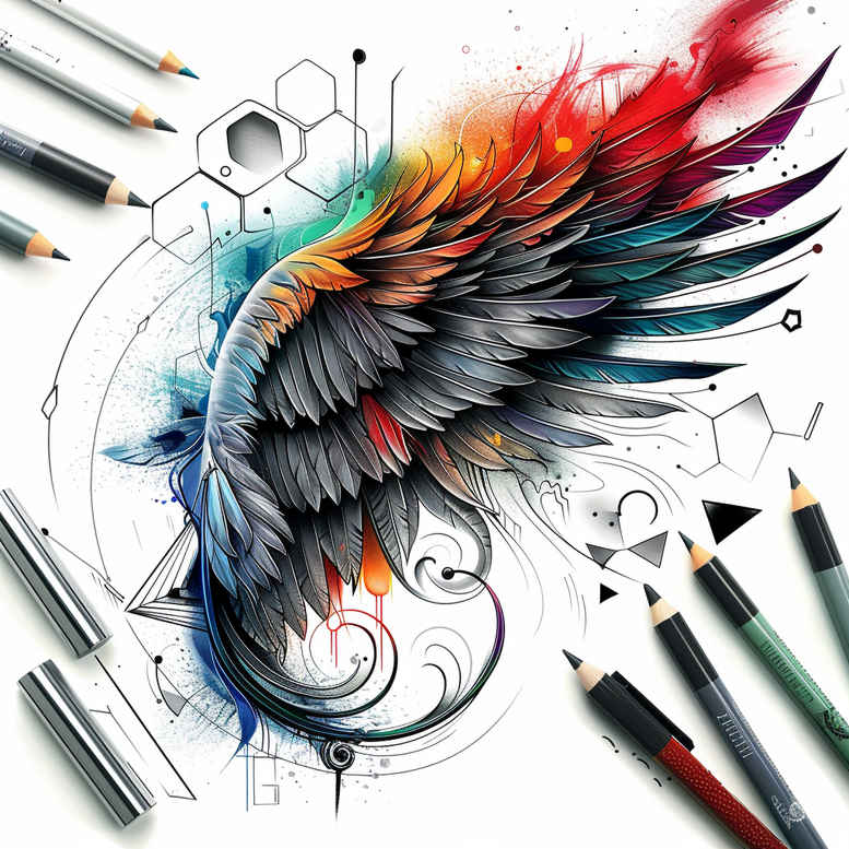 wings tattoo design ideas surreal floating spirit for toe