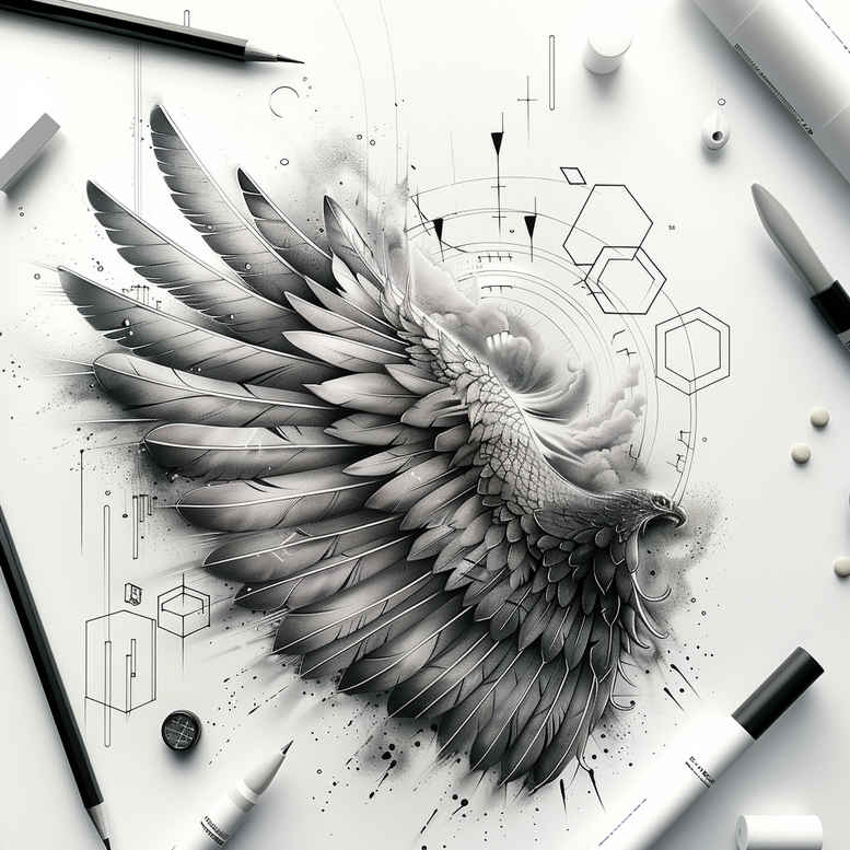 wings tattoo design ideas Surrealism ethereal glow floating spirit for triceps