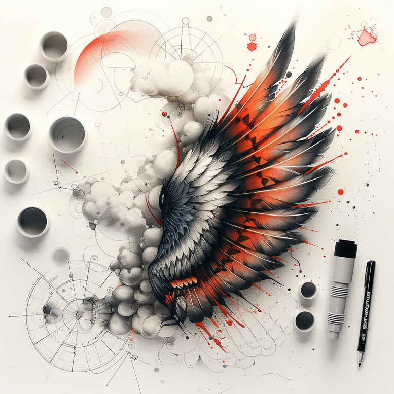 wings tattoo design ideas Surrealism juxtaposition heavenly reach for hand