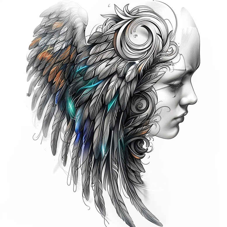 wings tattoo design ideas Realism realistic lighting high ascent for side