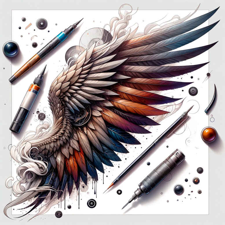 wings tattoo design ideas expressive color light bearer for calf