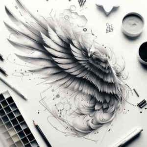 wings tattoo design ideas Realism realistic color light trace for hand