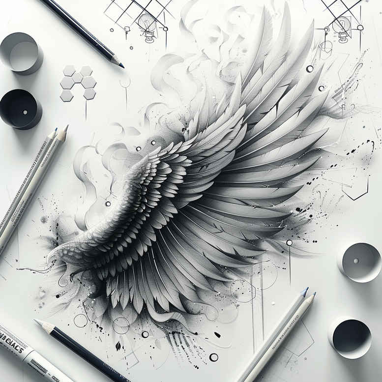 wings tattoo design ideas minimalist light trace for shin