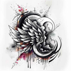 wings tattoo design ideas clear lines light trace for shoulder blade