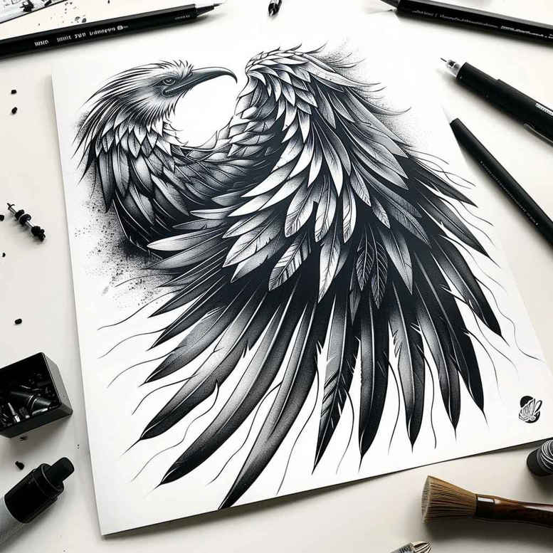 wings tattoo design ideas smooth complexion light trace meaning determination