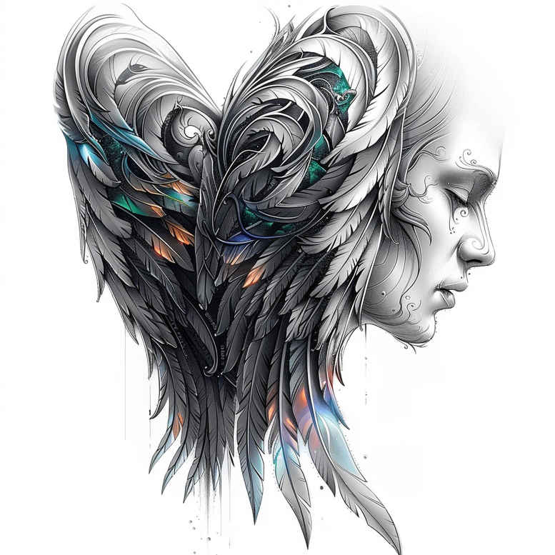 wings tattoo design ideas naturalistic light trace represents courage
