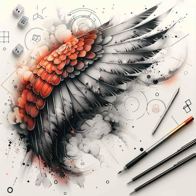 wings tattoo design ideas drawing skybound form for calf